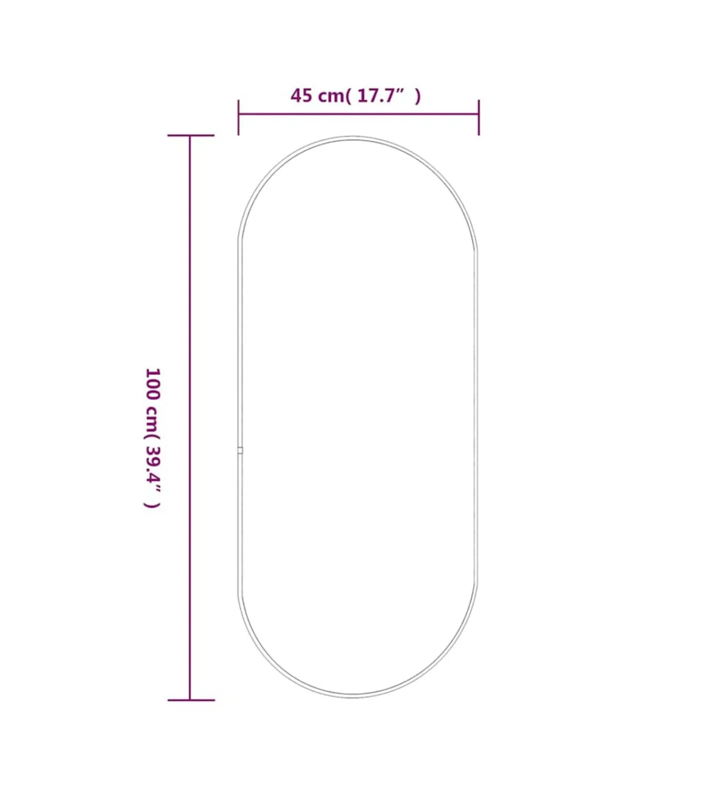 vidaXL Wandspiegel 100x45 cm ovaal zilverkleurig