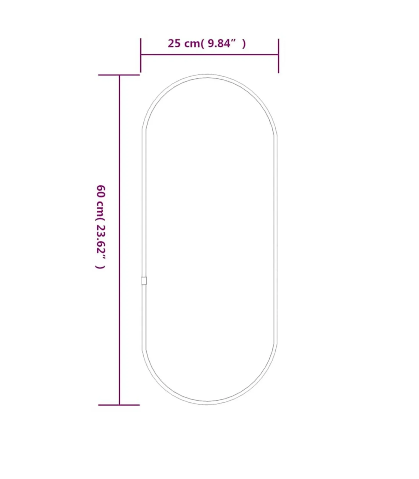 vidaXL Wandspiegel 60x25 cm ovaal zwart