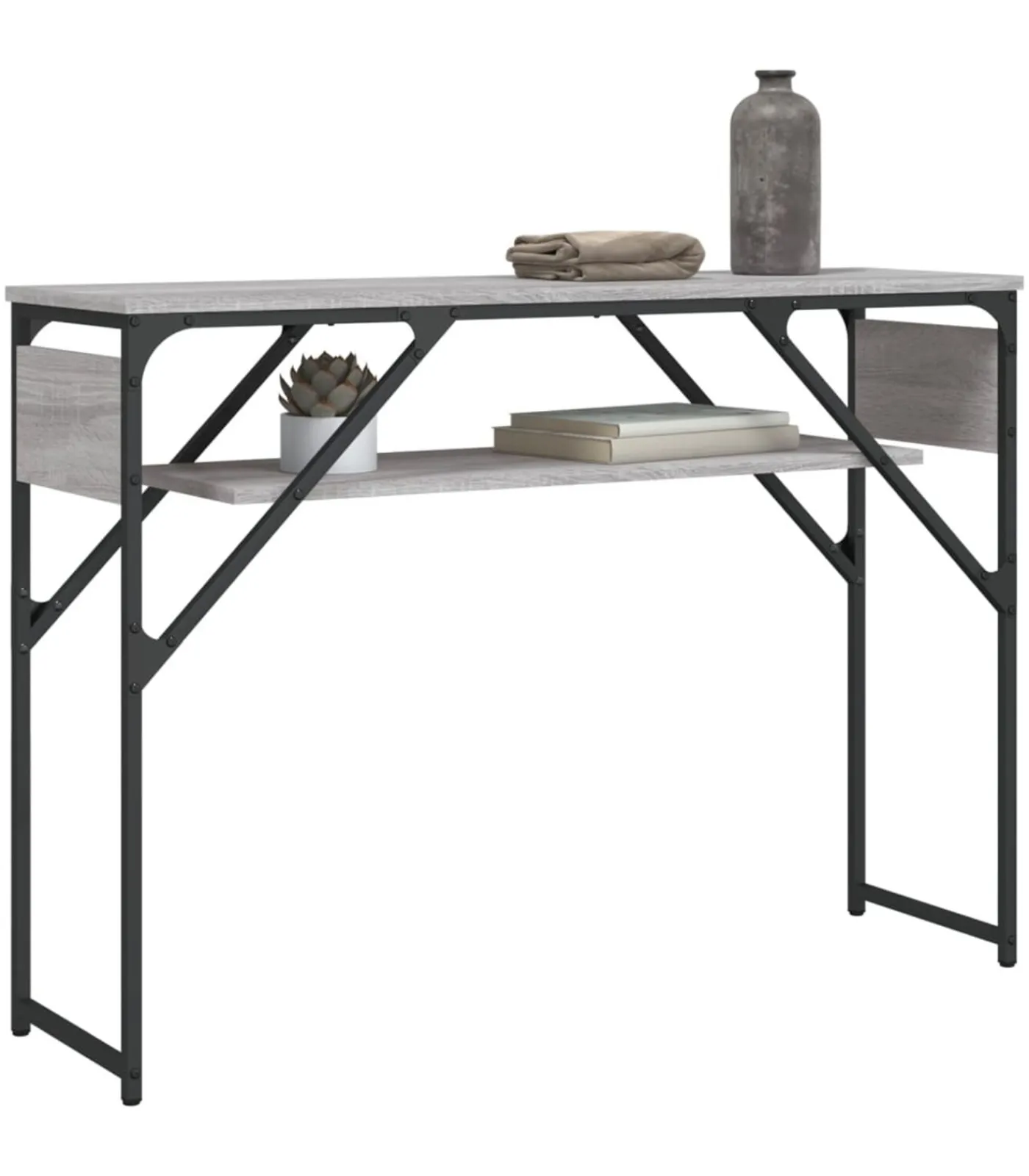 Hot Wandtafel met schap 105x30x75 cm bewerkt hout grijs sonoma Tafels