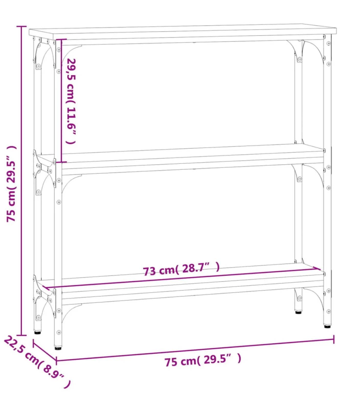 Wandtafel 75x22,5x75 cm bewerkt hout sonoma eikenkleurig Tafels