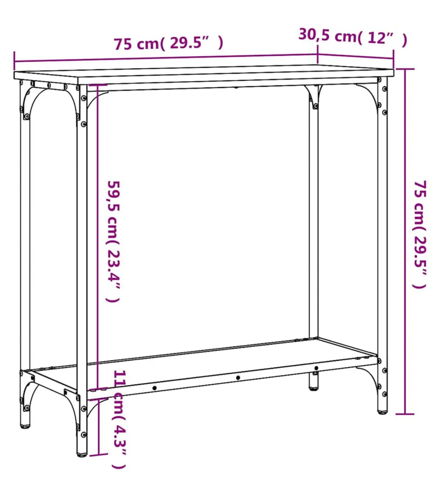Wandtafel 75x30,5x75 cm bewerkt hout bruin eikenkleur Tafels
