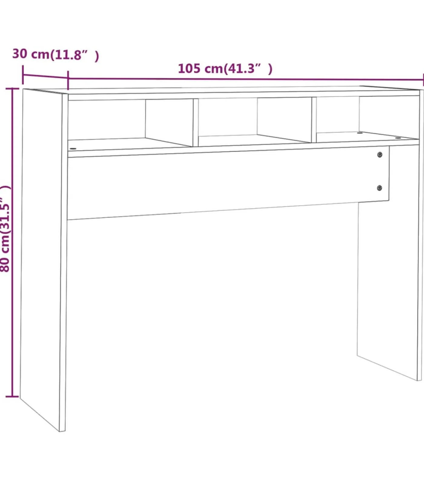 vidaXL Wandtafel 105x30x80 cm bewerkt hout sonoma eikenkleurig