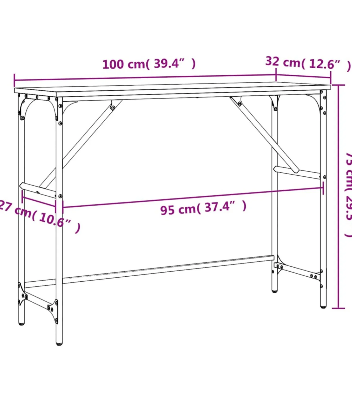 Clearance Wandtafel 100x32x75 cm bewerkt hout grijs sonoma eikenkleurig Tafels