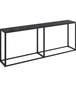 New Wandtafel 200x35x75,5 cm gehard glas zwart Tafels