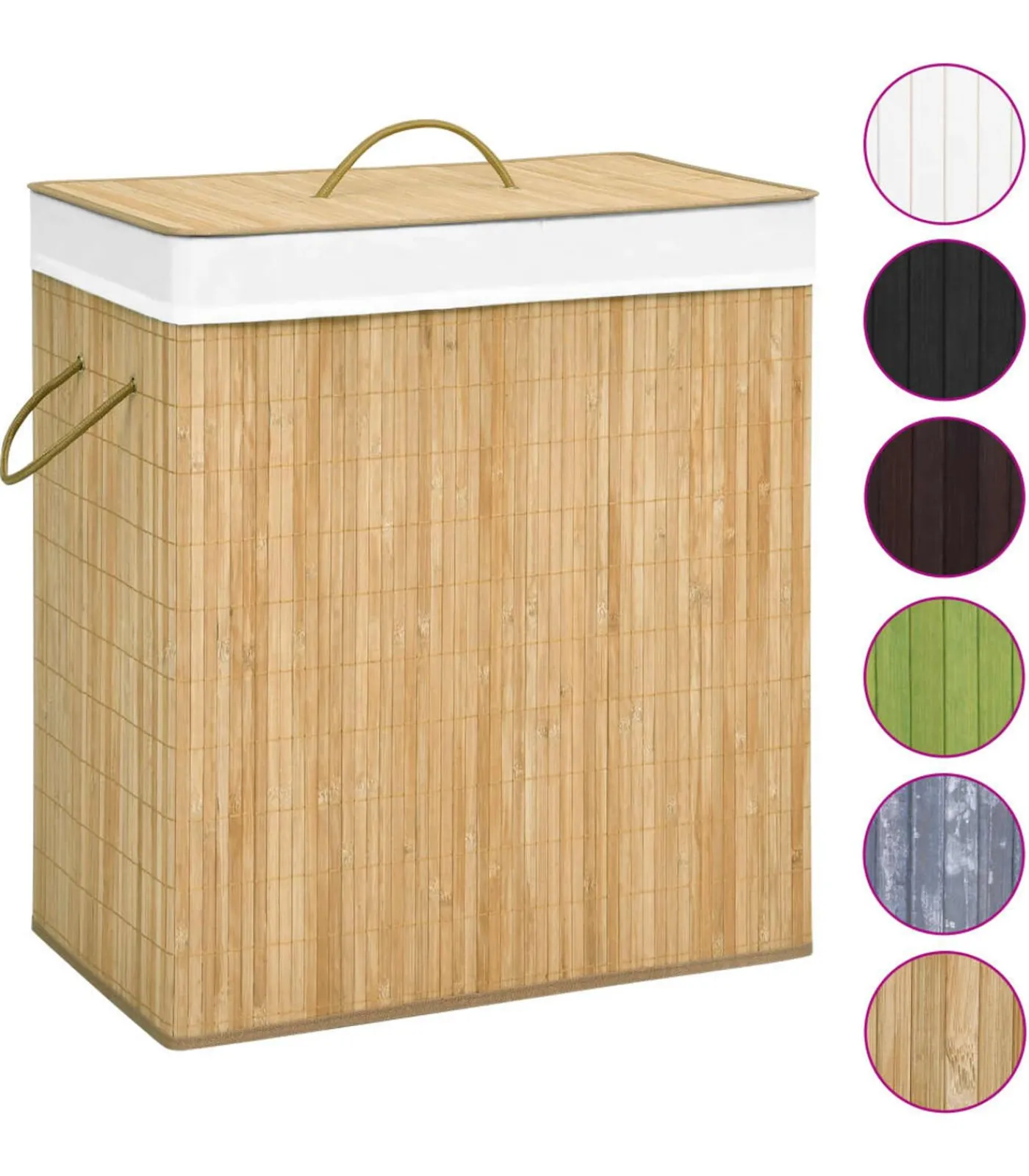 vidaXL Wasmand met 2 vakken 100 L bamboe