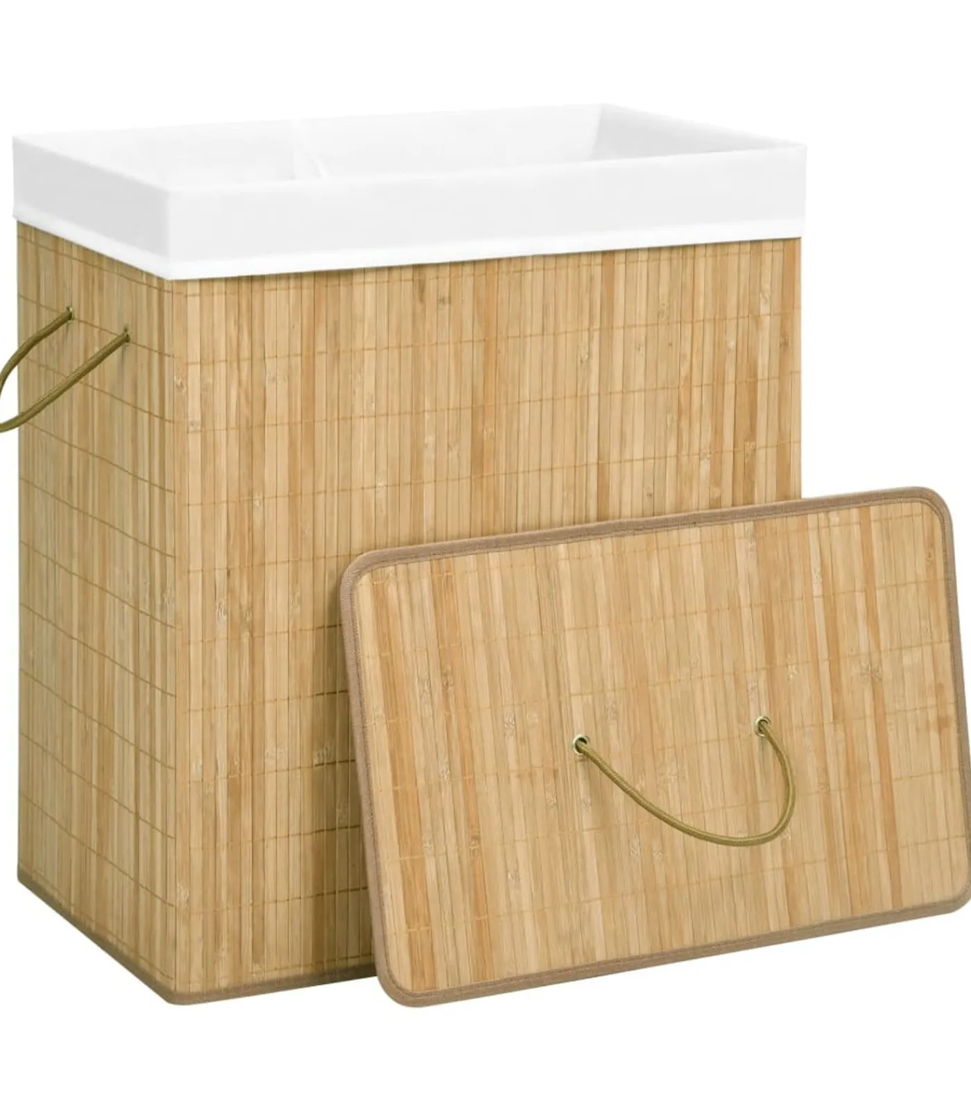 vidaXL Wasmand met 2 vakken 100 L bamboe