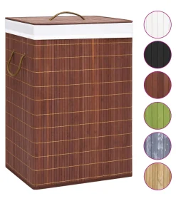 Wasmand met 2 vakken 72 L bamboe bruin Manden En Bakken