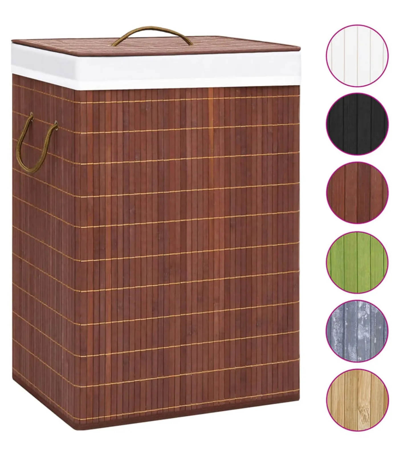 Wasmand met 2 vakken 72 L bamboe bruin Manden En Bakken