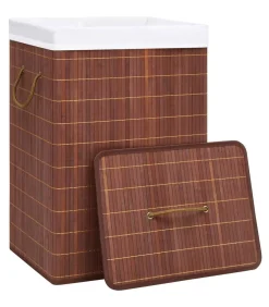 Wasmand met 2 vakken 72 L bamboe bruin Manden En Bakken