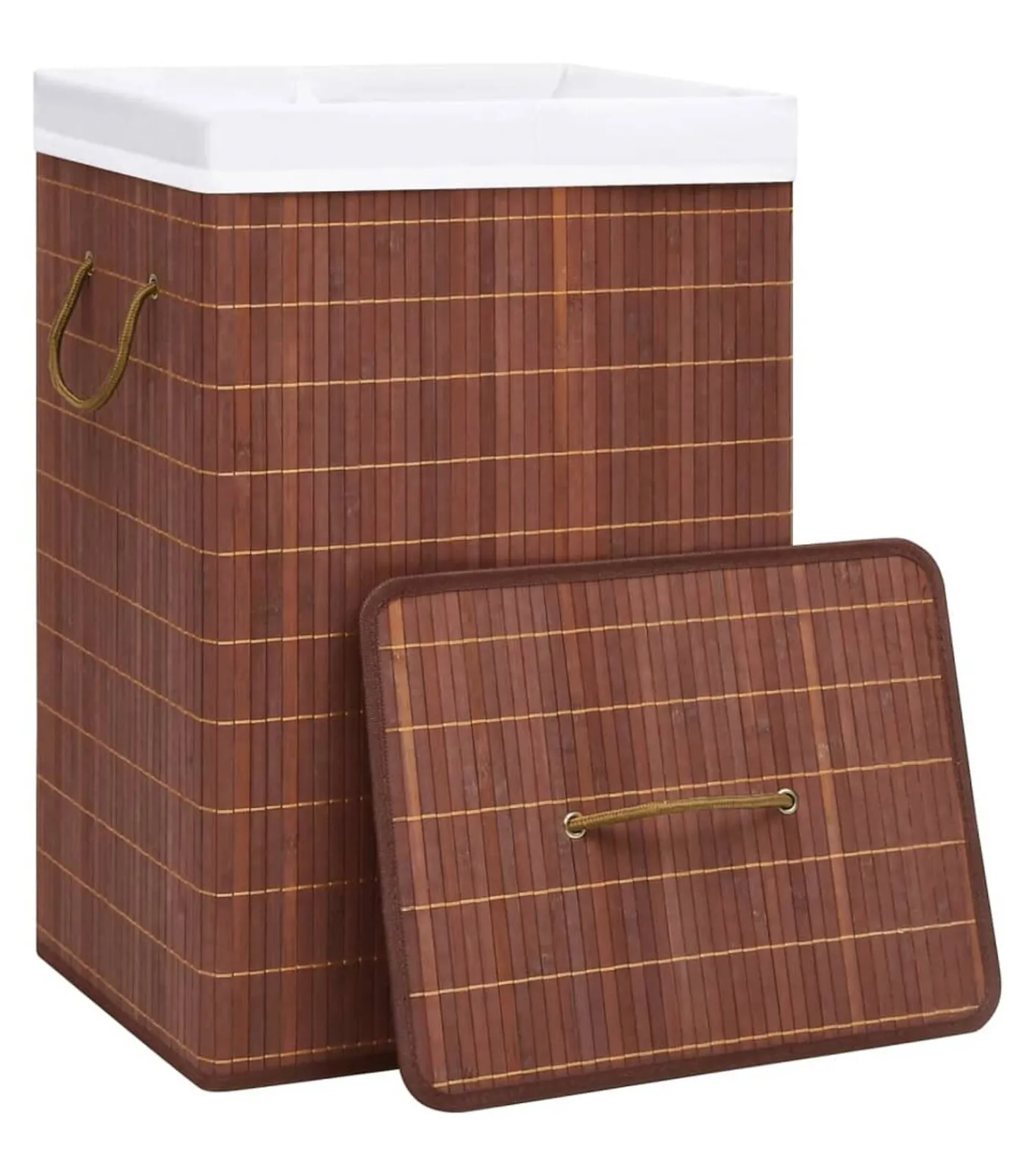 Wasmand met 2 vakken 72 L bamboe bruin Manden En Bakken