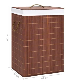 Wasmand met 2 vakken 72 L bamboe bruin Manden En Bakken