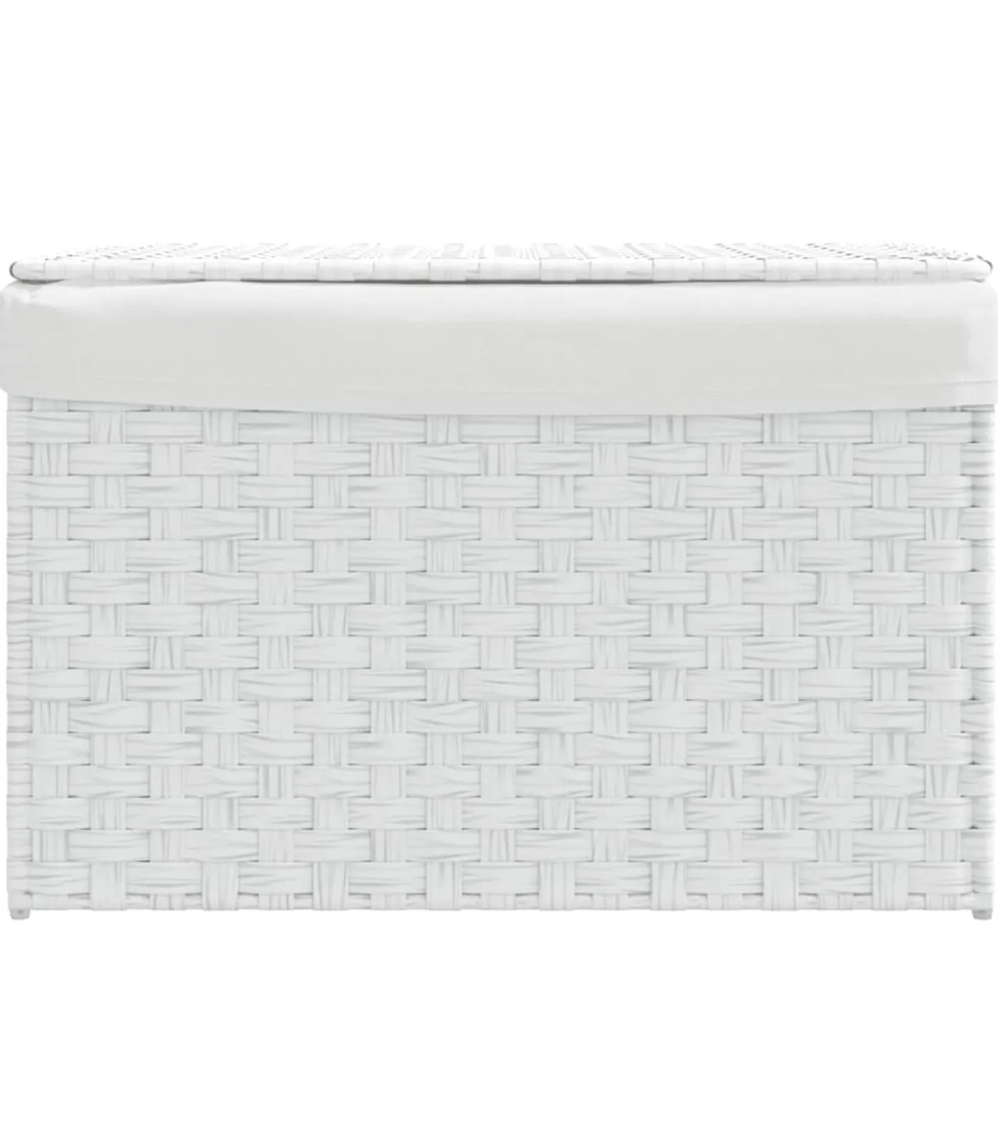 vidaXL Wasmand met deksel 55,5x35x34 cm poly rattan wit