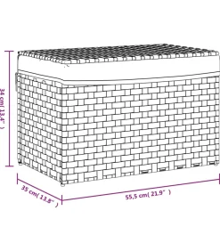 vidaXL Wasmand met deksel 55,5x35x34 cm poly rattan wit