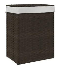 vidaXL Wasmand met deksel 46x33x60 cm poly rattan donkerbruin