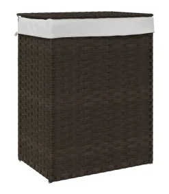 vidaXL Wasmand met deksel 46x33x60 cm poly rattan donkerbruin