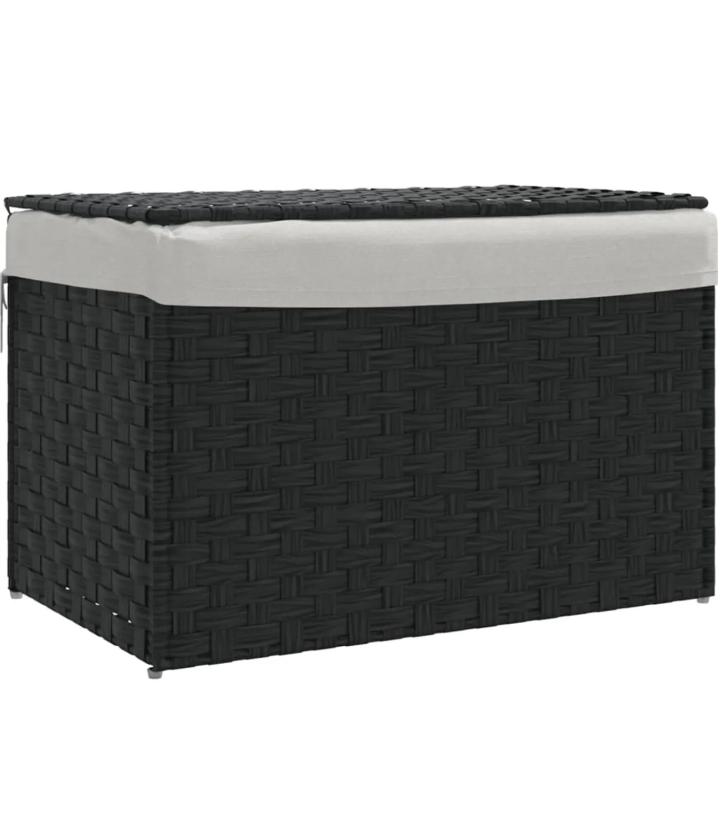 Wasmand met deksel 55,5x35x34 cm poly rattan zwart Manden En Bakken