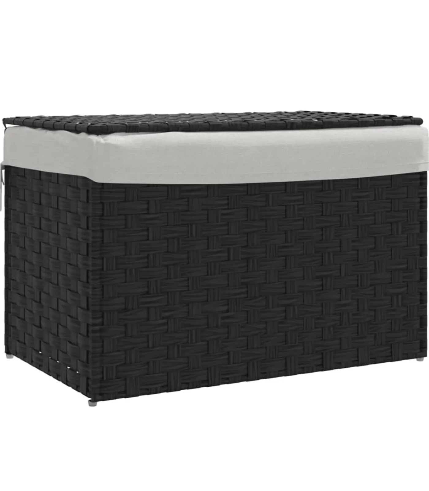 Wasmand met deksel 55,5x35x34 cm poly rattan zwart Manden En Bakken