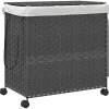vidaXL Wasmand op wielen 60x35x60,5 cm rattan grijs