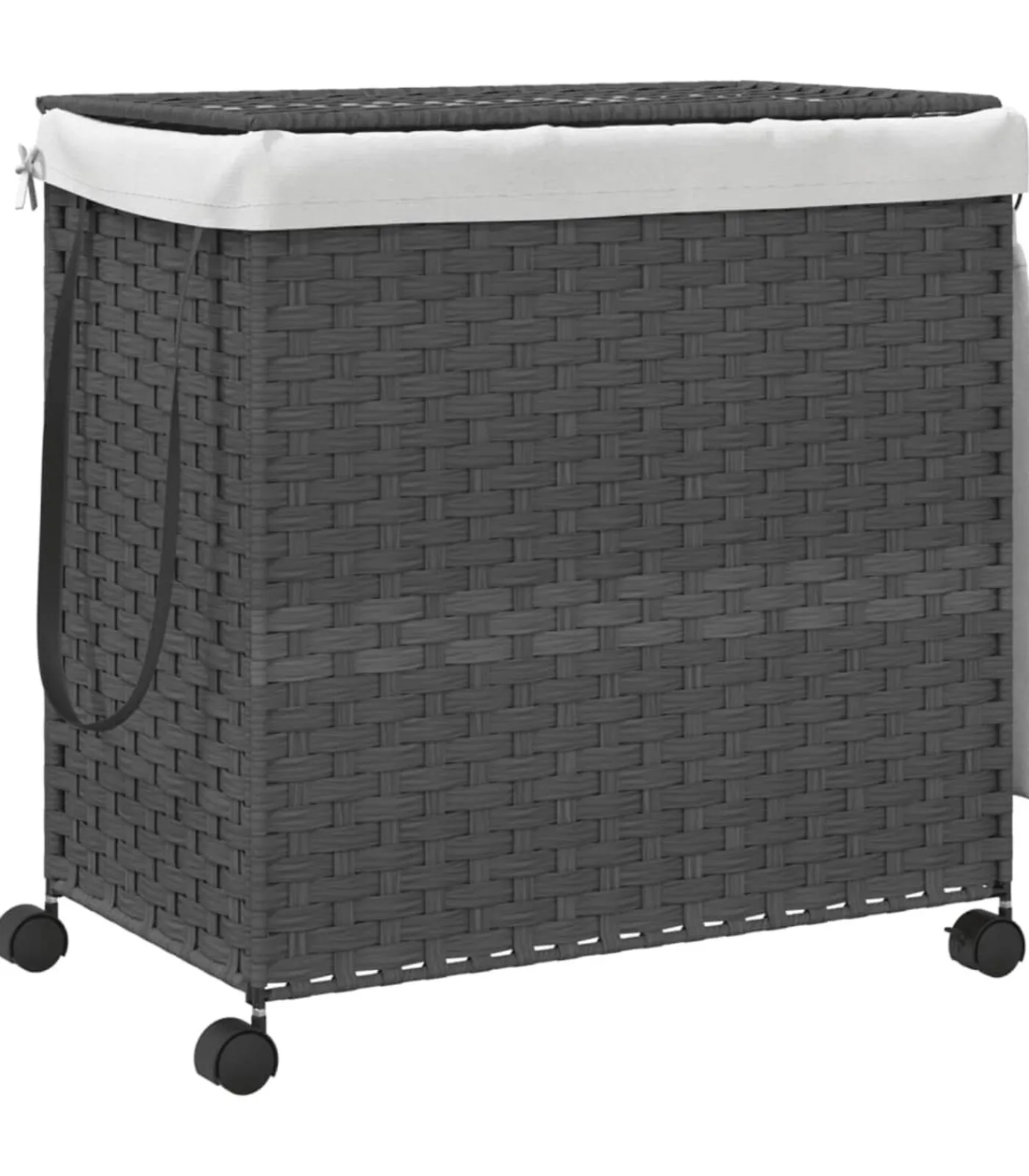 vidaXL Wasmand op wielen 60x35x60,5 cm rattan grijs