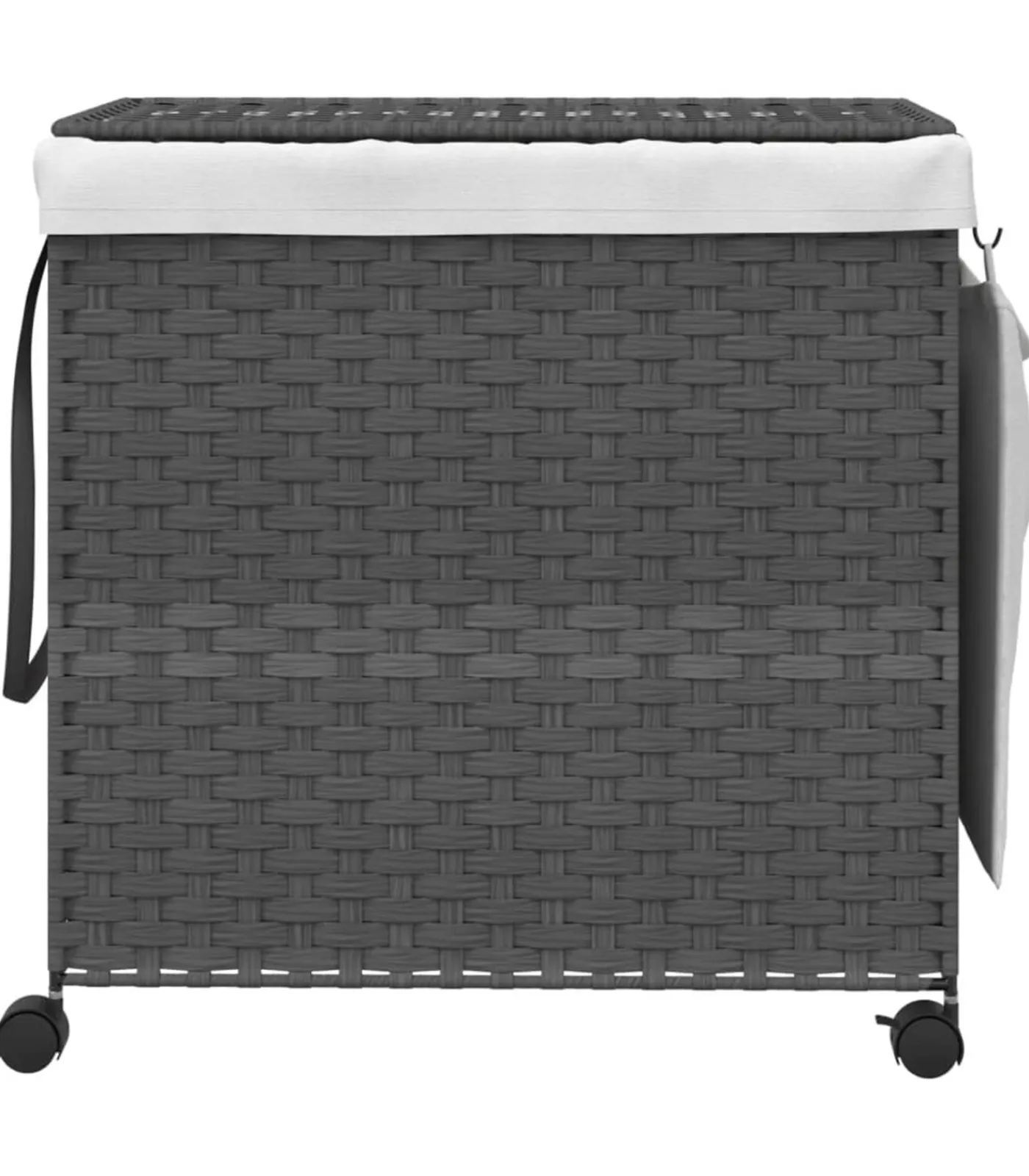 vidaXL Wasmand op wielen 60x35x60,5 cm rattan grijs