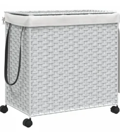 vidaXL Wasmand op wielen 60x35x60,5 cm rattan wit