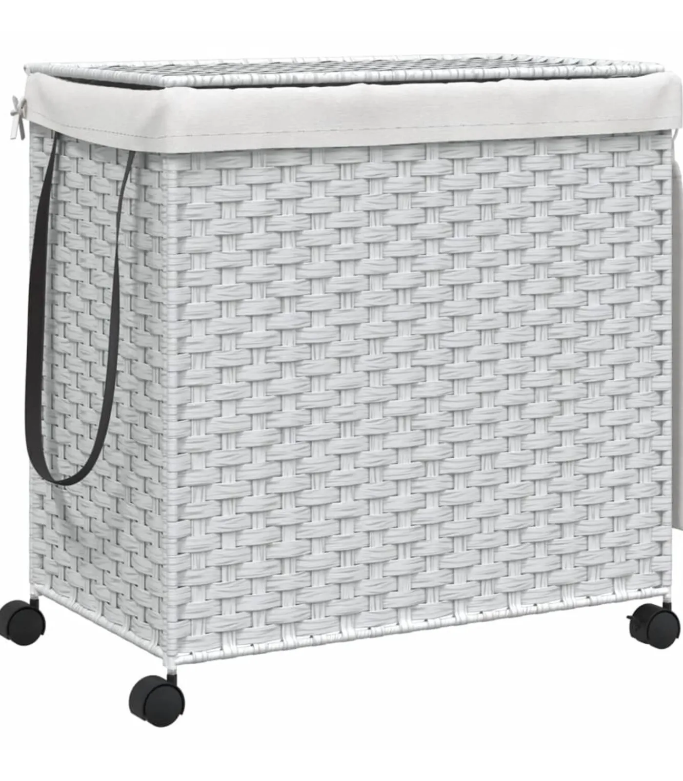 vidaXL Wasmand op wielen 60x35x60,5 cm rattan wit
