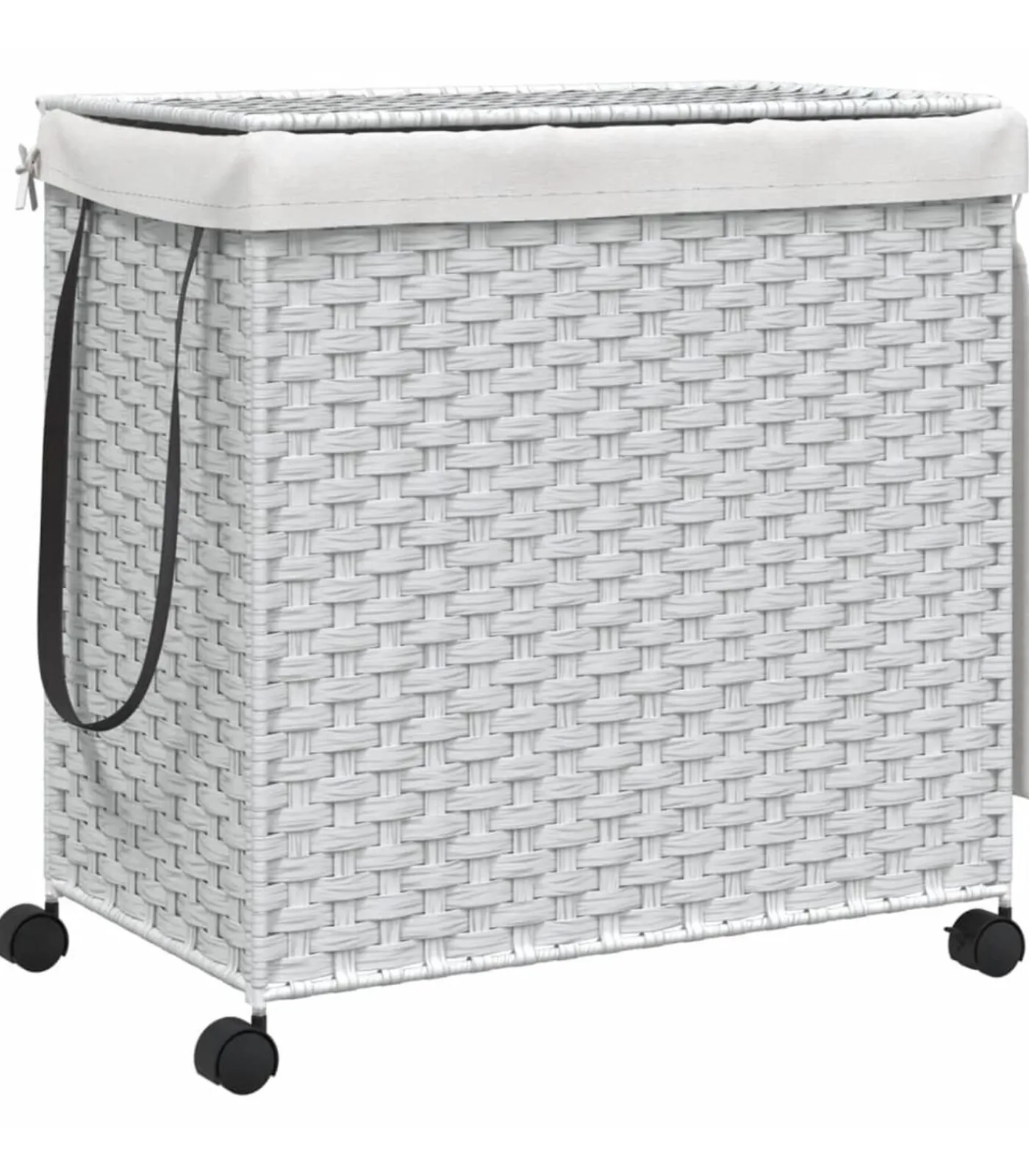 vidaXL Wasmand op wielen 60x35x60,5 cm rattan wit