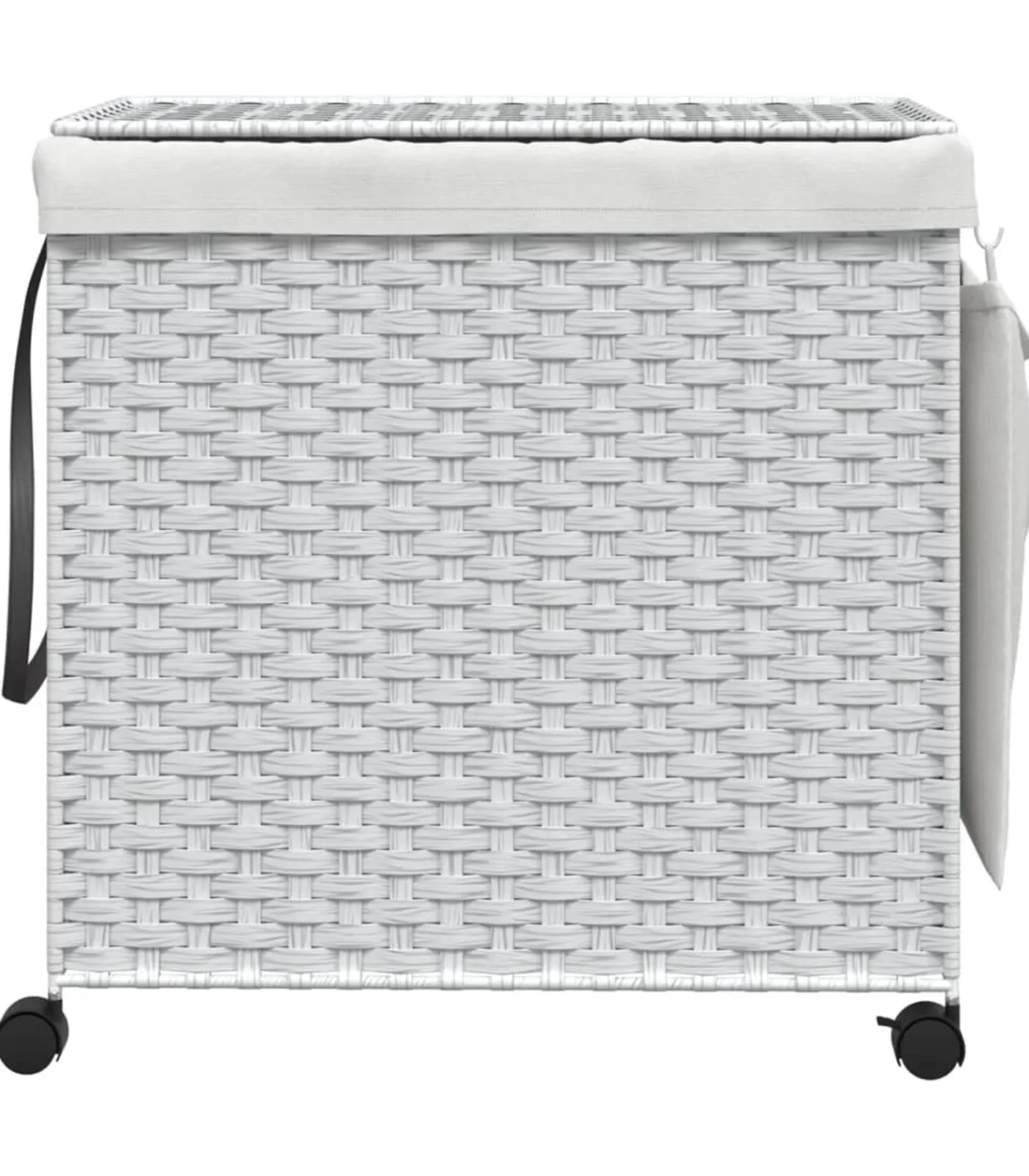 vidaXL Wasmand op wielen 60x35x60,5 cm rattan wit
