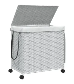 vidaXL Wasmand op wielen 60x35x60,5 cm rattan wit