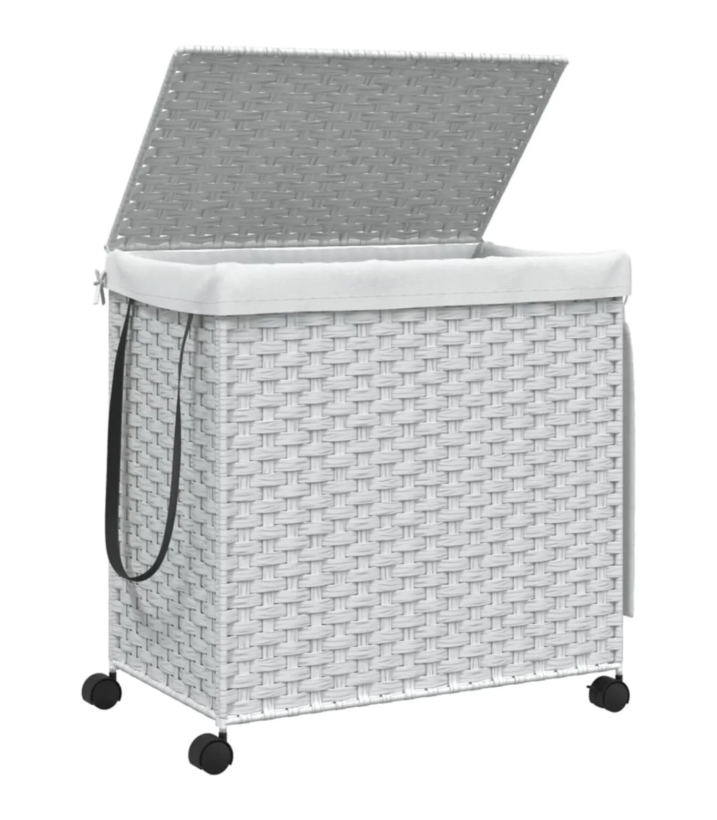 vidaXL Wasmand op wielen 60x35x60,5 cm rattan wit