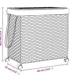 vidaXL Wasmand op wielen 60x35x60,5 cm rattan wit