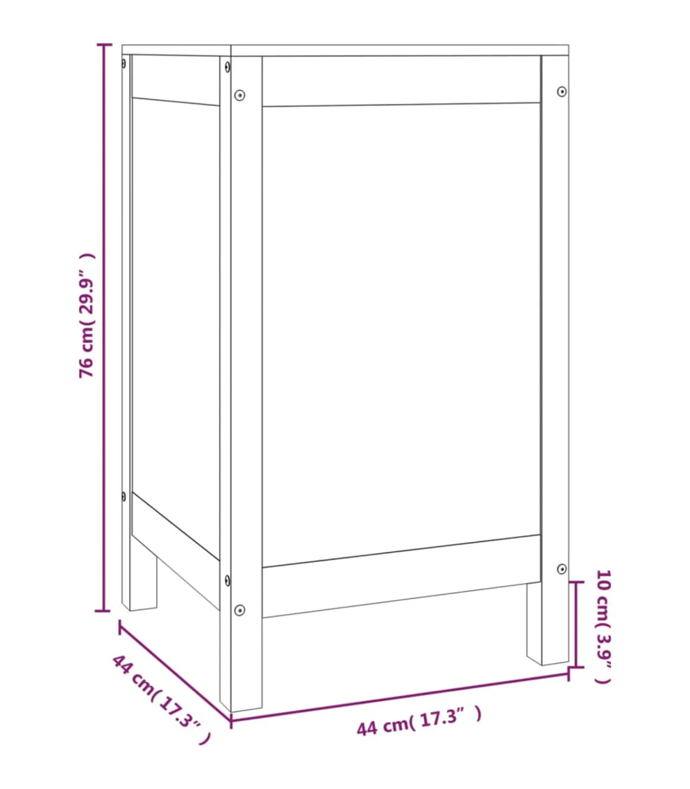 vidaXL Wasmand 44x44x76 cm massief grenenhout