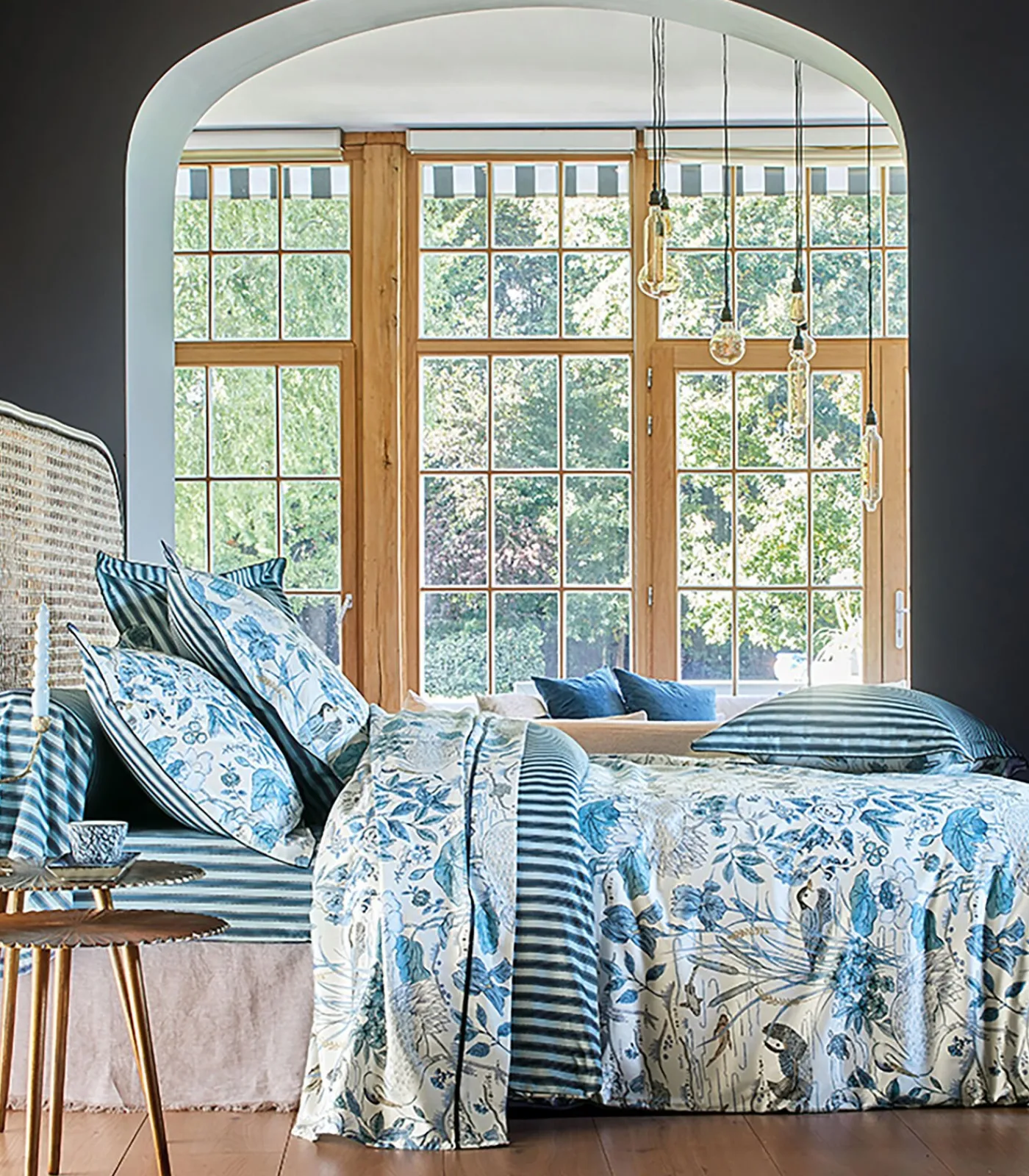 Sanderson WATER GARDEN Bleu - Kussensloop Satijn katoen