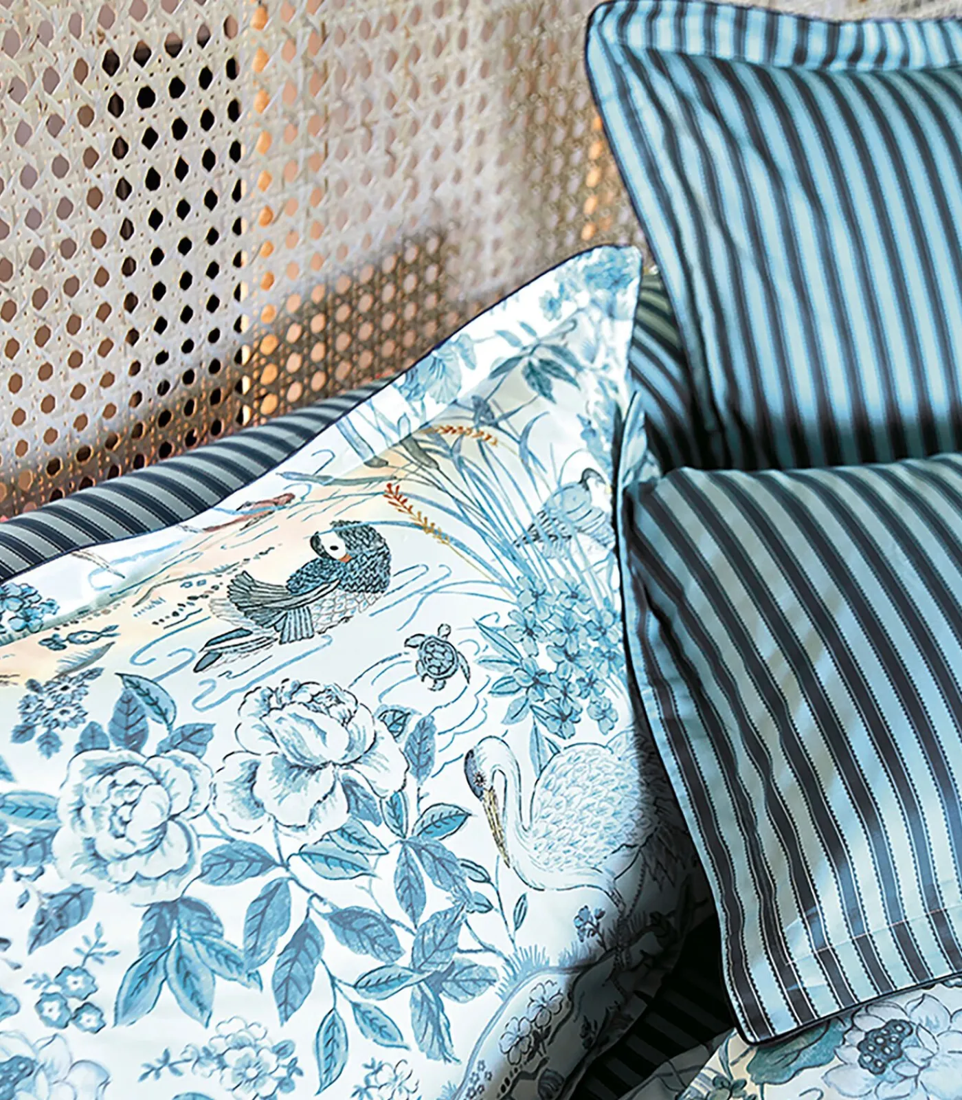 Sanderson WATER GARDEN Bleu - Laken Satijn katoen