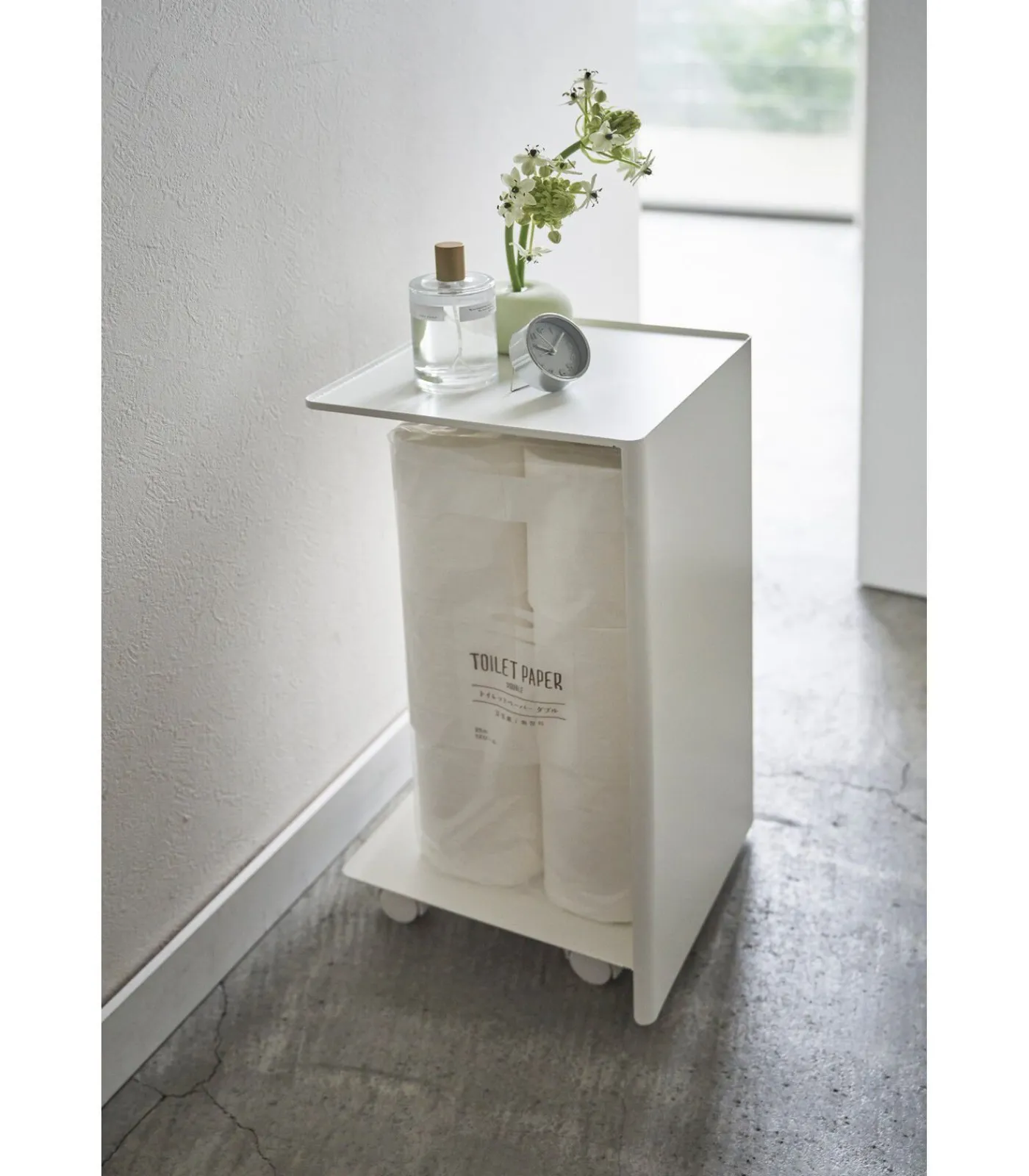 YAMAZAKI WC Rolhouder met Wieltjes - Tower - Wit