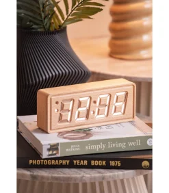 Karlsson Wekker Solid Wood Engraved - Lichthout - 20x4.5x8cm