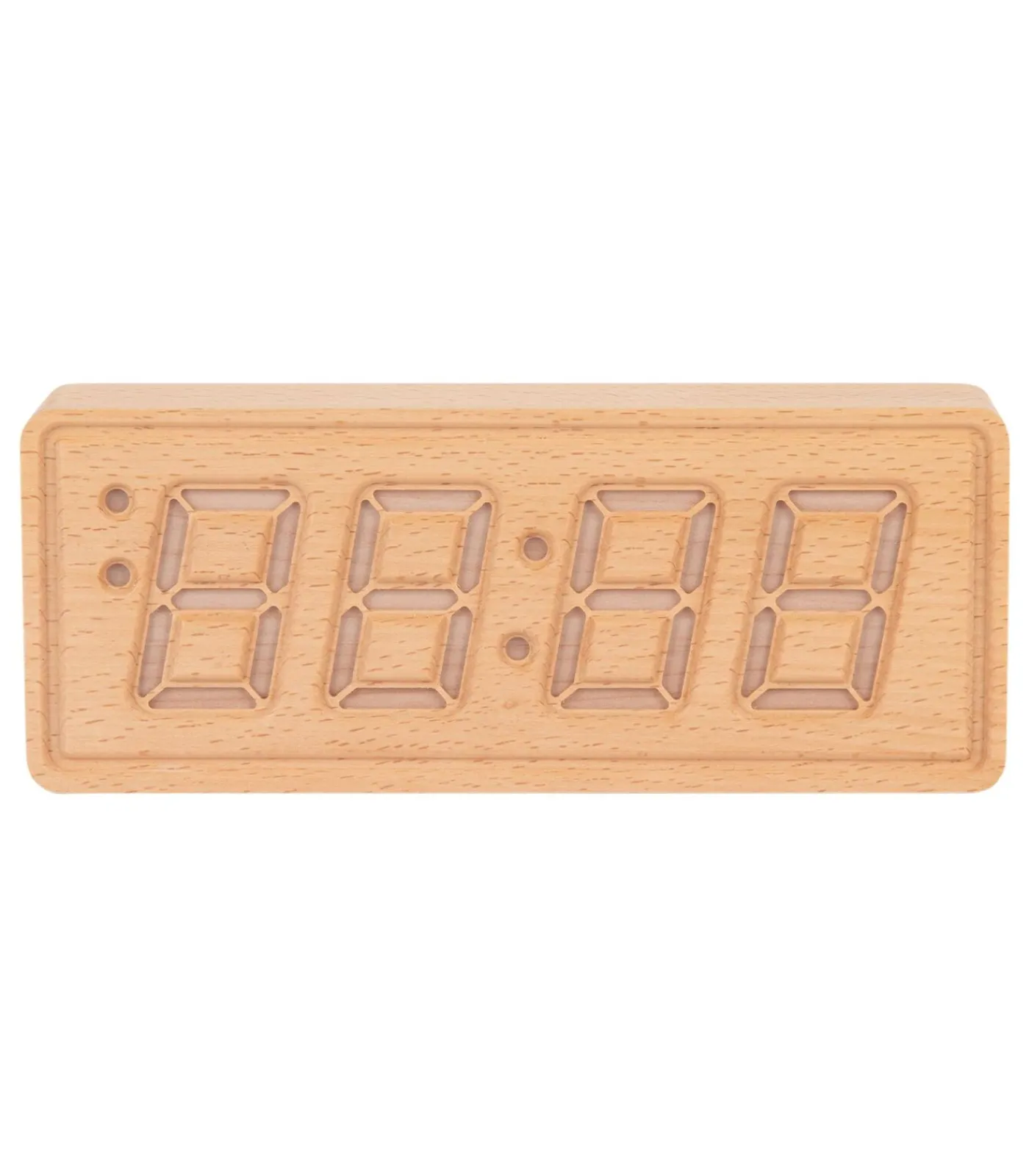 Karlsson Wekker Solid Wood Engraved - Lichthout - 20x4.5x8cm