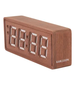 Karlsson Wekker Solid Wood Engraved - Donkerhout - 20x4.5x8cm