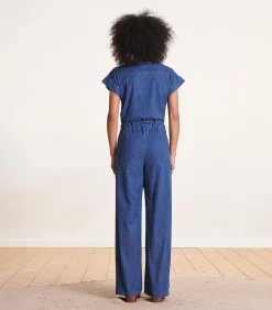 DAMES La Fée Maraboutée Wijde blauwe jumpsuit met ritssluiting