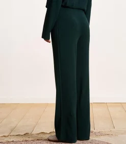 DAMES La Fée Maraboutée Wijde broek in petrolblauwe gebreide stof met elastische tailleband