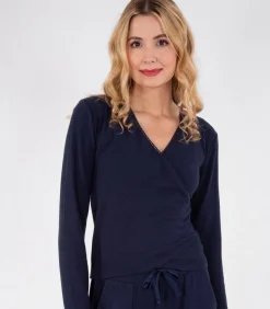 DAMES ISOTONER Wikkel T-shirt in marineblauw voor dames