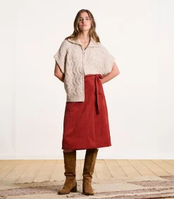 DAMES La Fée Maraboutée Wikkelrok van ribfluweel terracotta