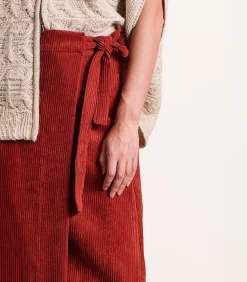 DAMES La Fée Maraboutée Wikkelrok van ribfluweel terracotta