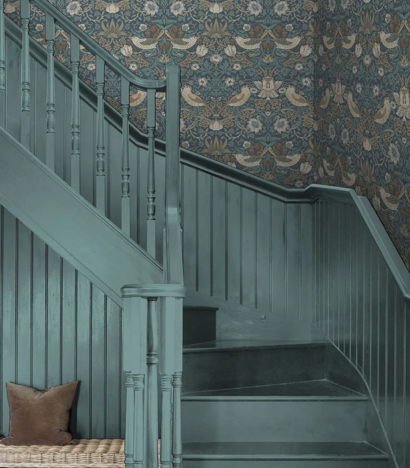 William Morris at Home Vliesbehang - Strawberry Thief Washed Blue - 1000x52