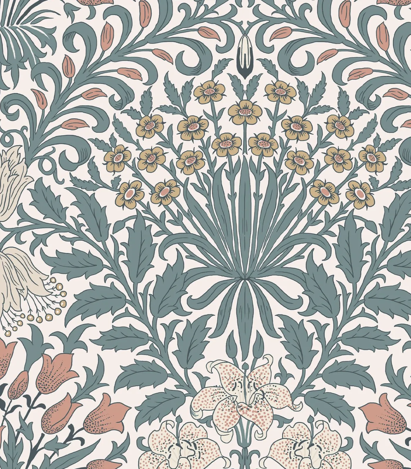 Vliesbehang - Garden Dusty Blue - 1000x52 Wanddecoratie