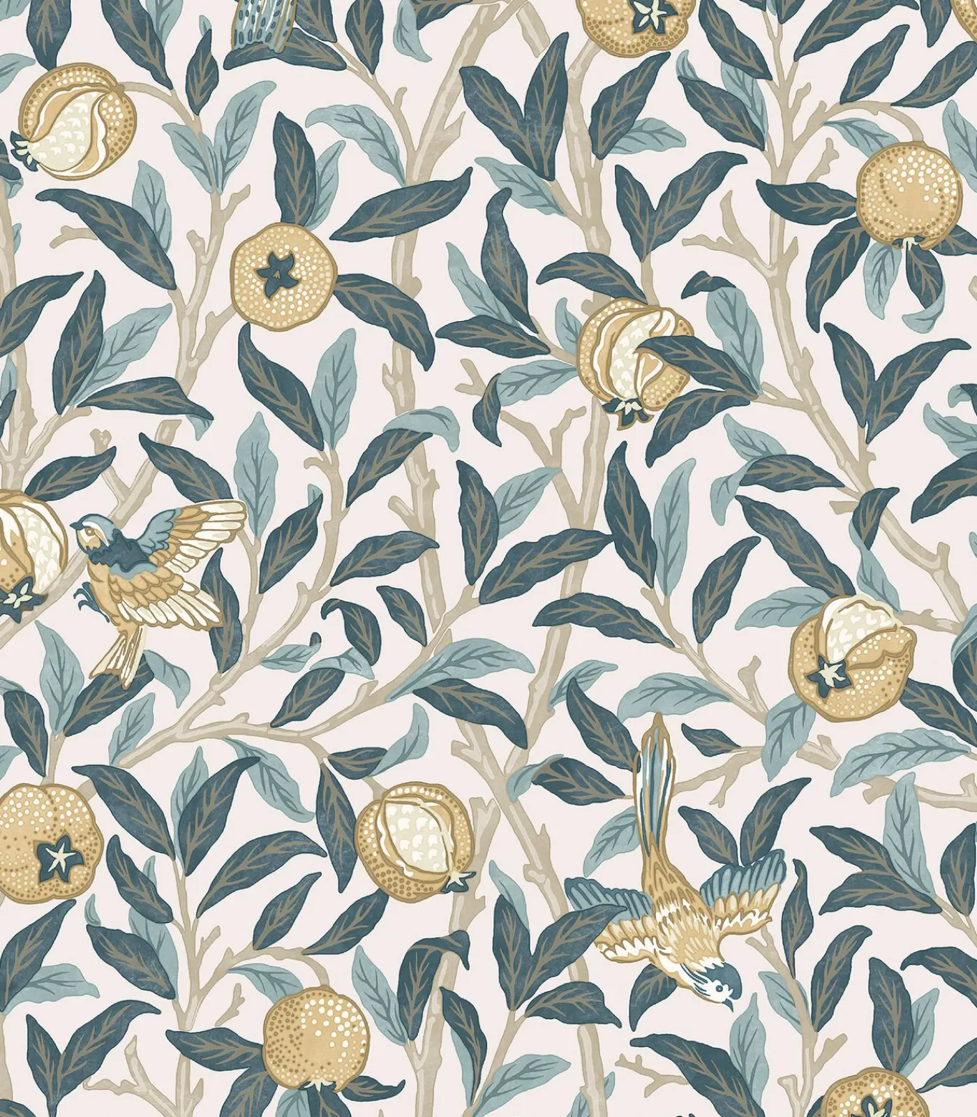 Hot Vliesbehang - Bird & Pomegranate Cloudy Blues - 1000x52 Wanddecoratie