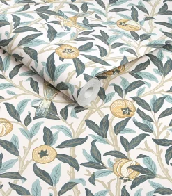 Hot Vliesbehang - Bird & Pomegranate Cloudy Blues - 1000x52 Wanddecoratie