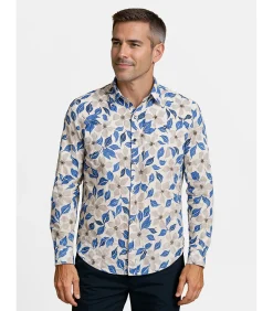 New Wit herenoverhemd met bloemen Heren Hemden