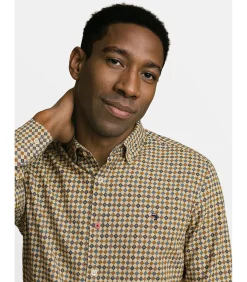 Heren J&JOY Wit herenoverhemd met mozaïek