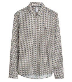 Heren J&JOY Wit herenoverhemd met mozaïek